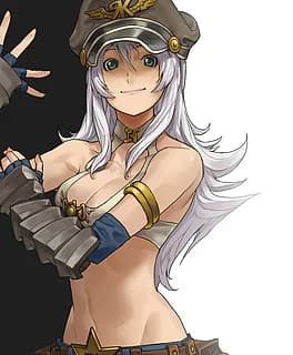 Ilustração do avatar de Akura, com cabelos brancos, boné e luvas