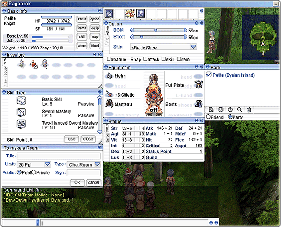 Interface clássica do Ragnarok Online